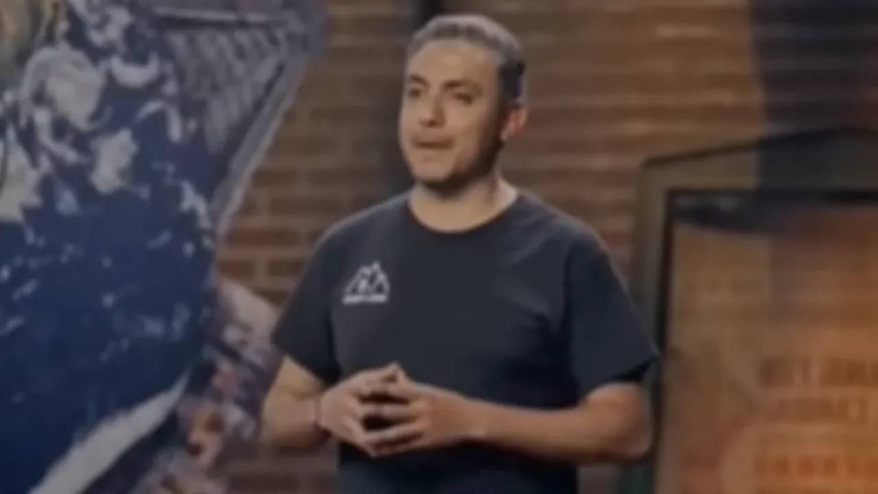 Founder of Wheel the World presenting the accessible travel startup on Shark Tank