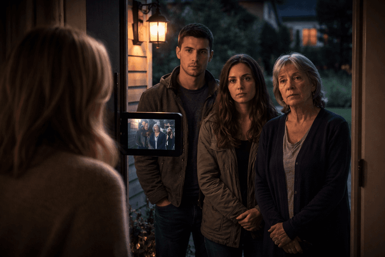 Grieving visitors at the doorstep