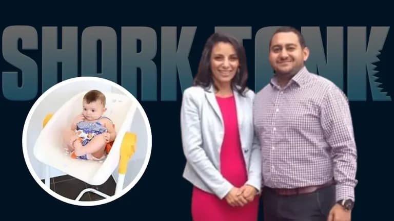 CharliChair founders with baby product after Shark Tank pitch
