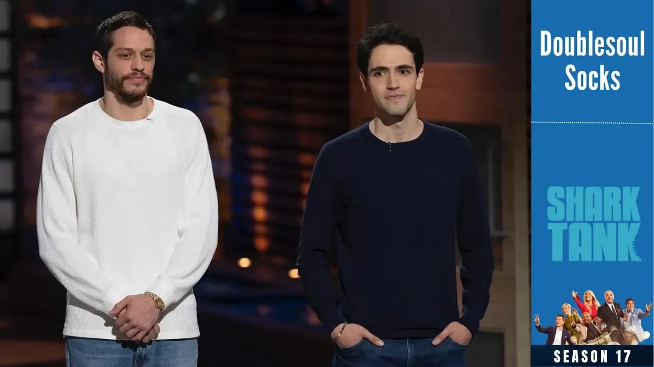 Doublesoul Socks founder Ben Rosenbaum with Pete Davidso on shark tank pitch