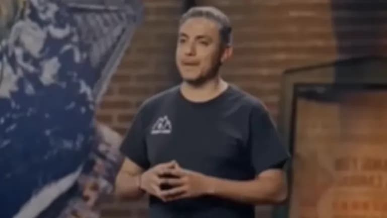 Founder of Wheel the World presenting the accessible travel startup on Shark Tank