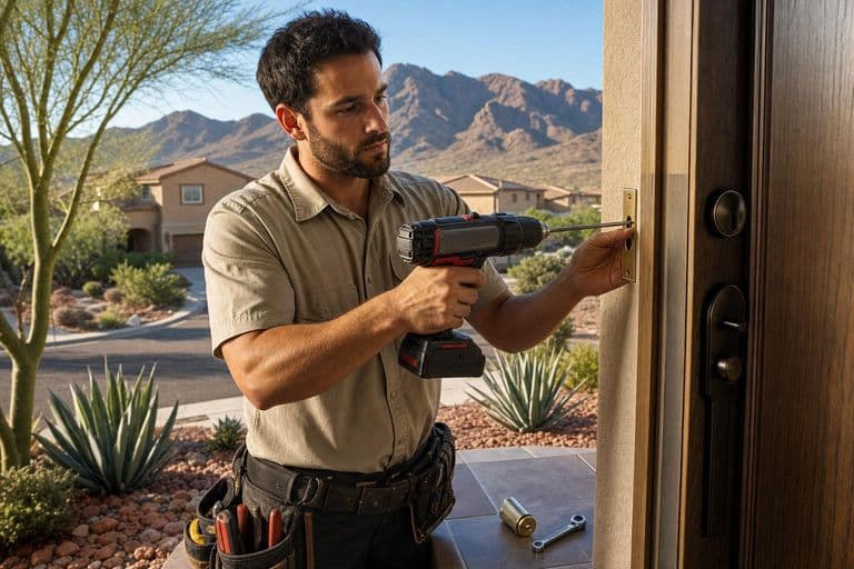 High-security deadbolt installation on a Henderson home