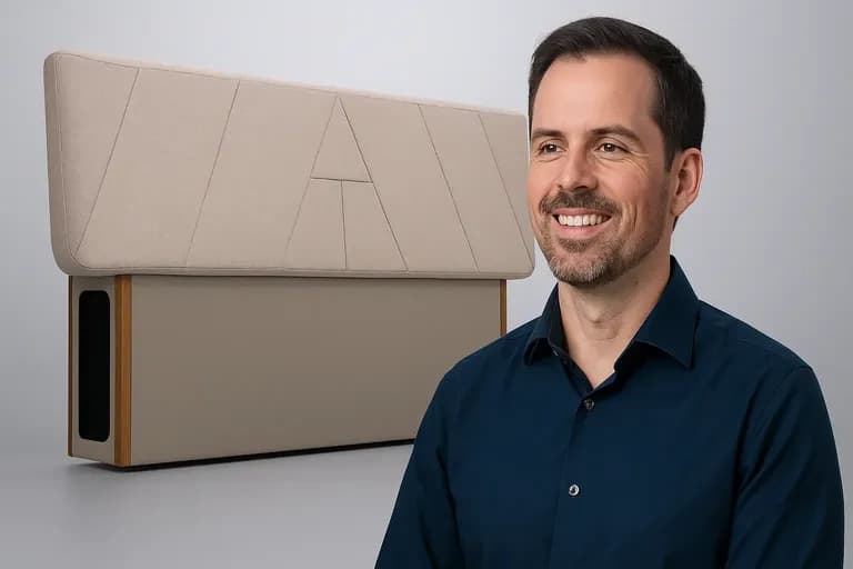 Airtulip founder with the flagship air purification product featured on Shark Tank