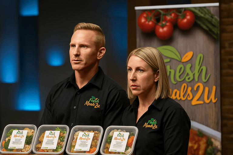 Founders of Fresh Meals 2 U presenting their healthy meal kits on Shark Tank