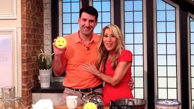 Lori Greiner and Aaron Krause presenting Scrub Daddy after Shark Tank success