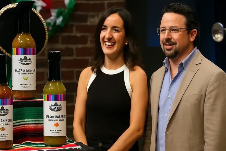 Salsa Ranchero founders with product display on Shark Tank Australia Season 1