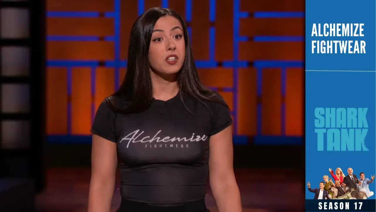 Alchemize Fightwear founder Maya Nazareth pitching women’s combat-sports apparel on Shark Tank.