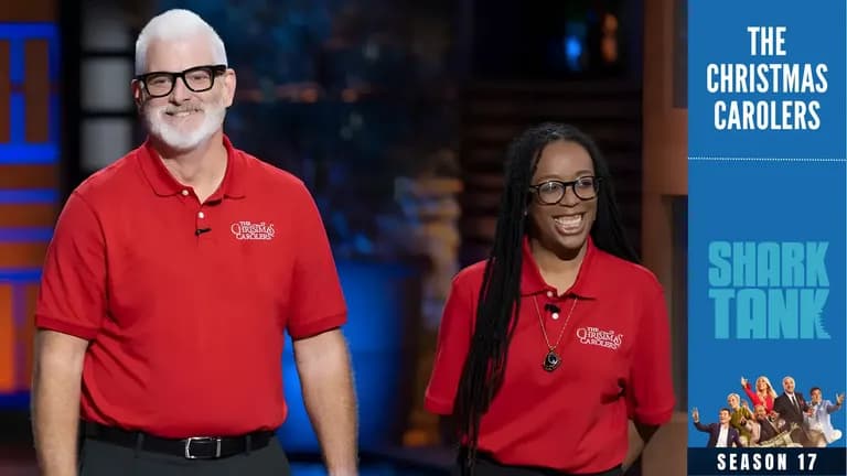 The Christmas Carolers founders Kenyon and Ami Ross in shark tank pitch