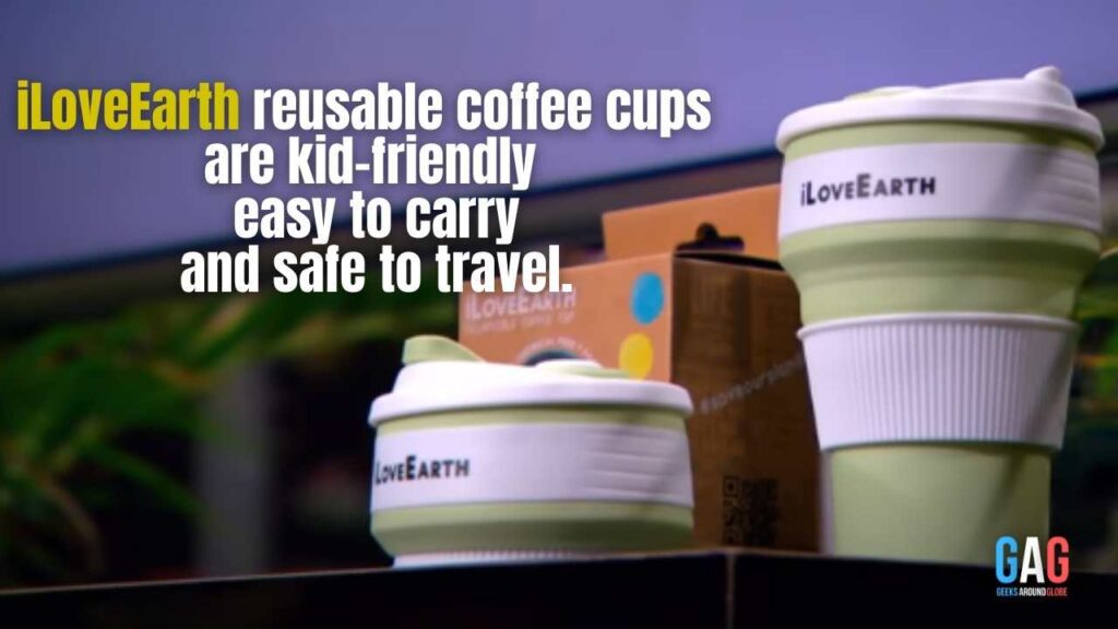 iLoveEarth reusable coffee cups are kid-friendly, easy to carry, and safe to travel.