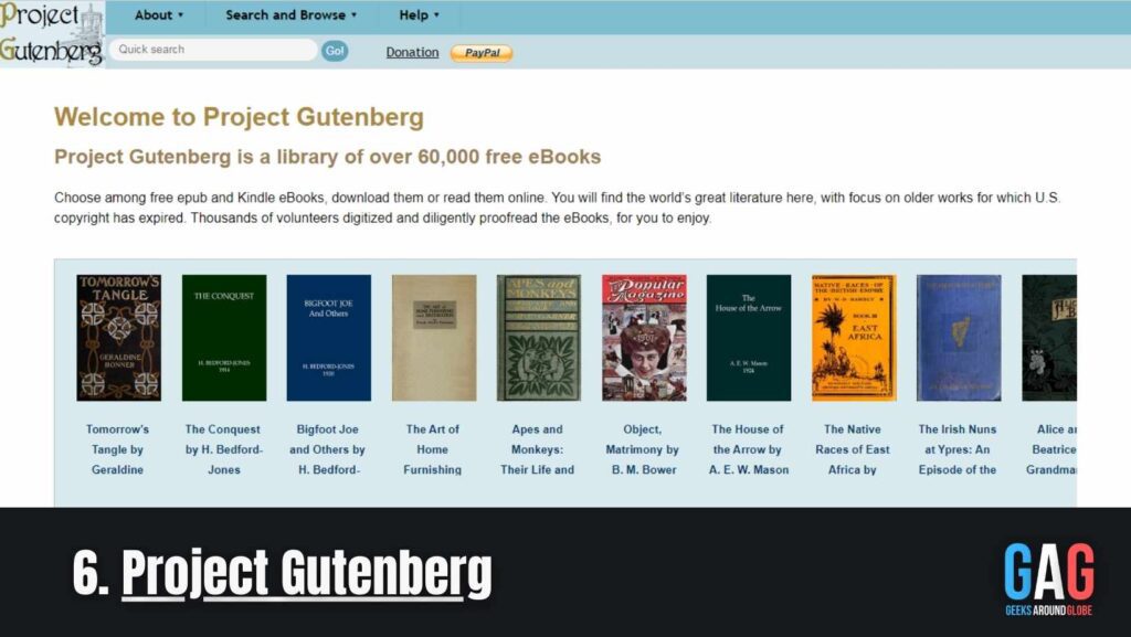 Project Gutenberg website