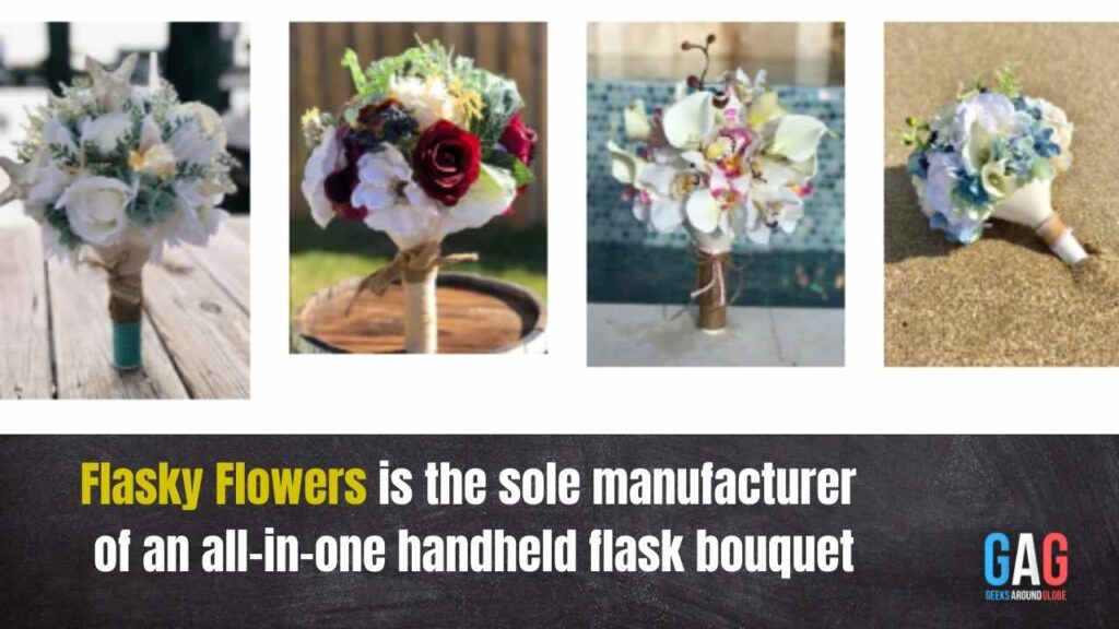 Flasky Flowers is the sole manufacturer of an all-in-one handheld flask bouquet