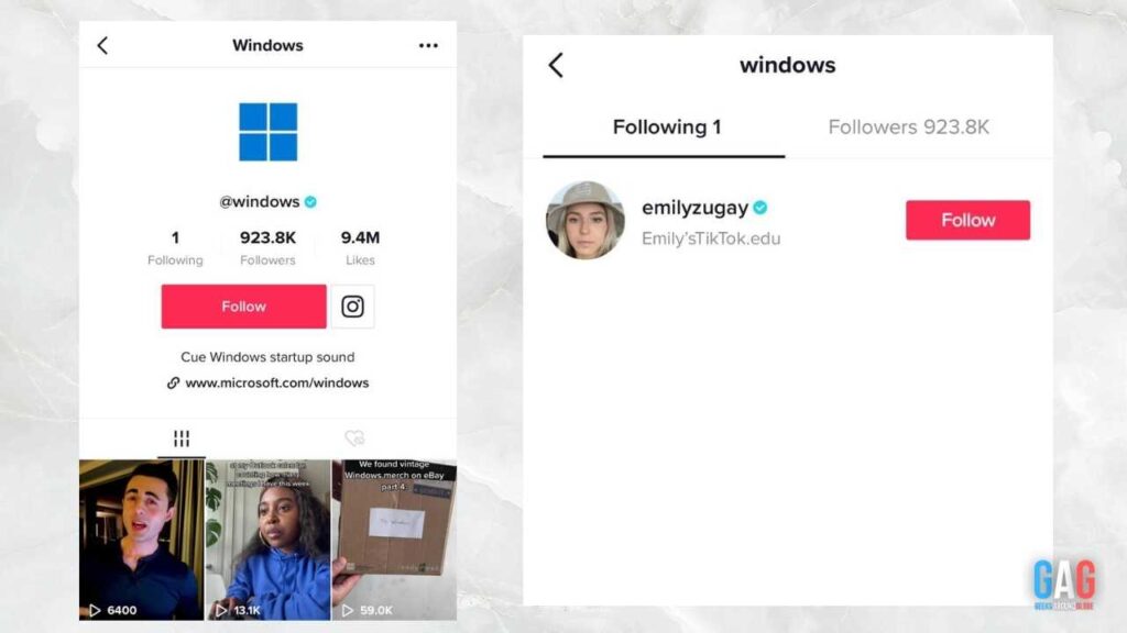 Emily Zugay is the only one who gets followed by windows on TikTok