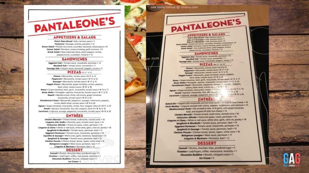 Pantaleone's  Italian Restaurant menu 