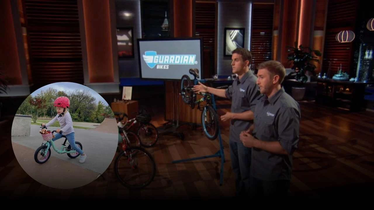 Founders of Guardian Bikes pitching their kids’ safety bicycle innovation on Shark Tank Season 8