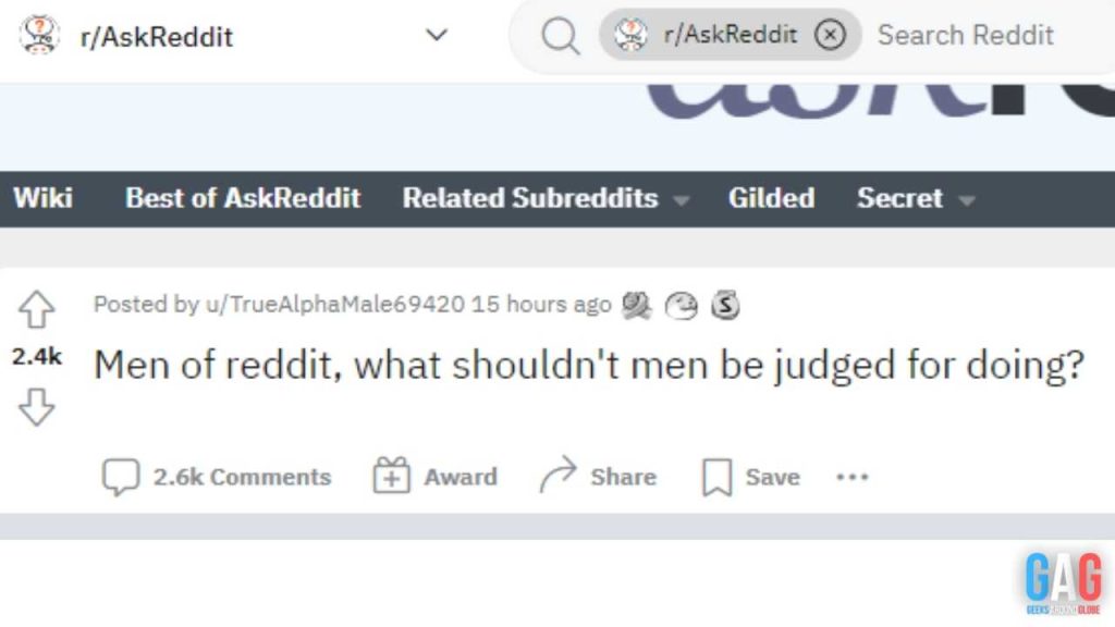 What shouldn't men be judged for doing