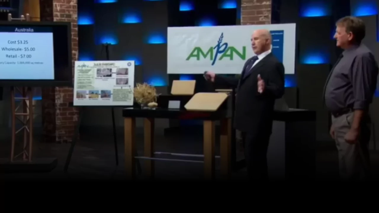 Ampan founders presenting product samples, cost breakdown, and market strategy on Shark Tank Australia