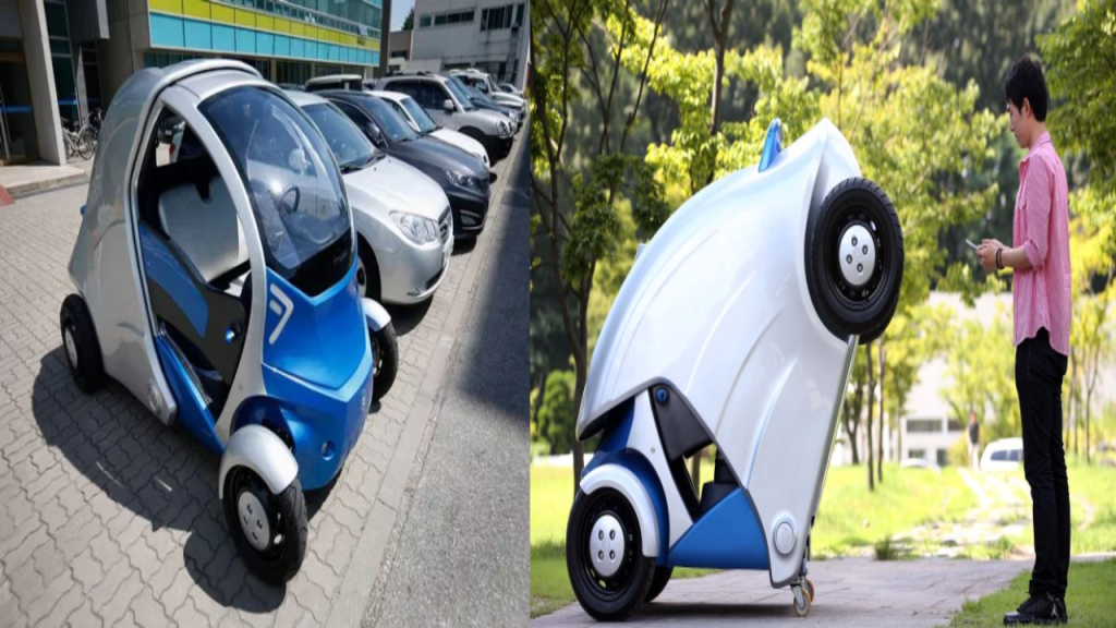 This micro-car can fold itself in half to park in tight spots.