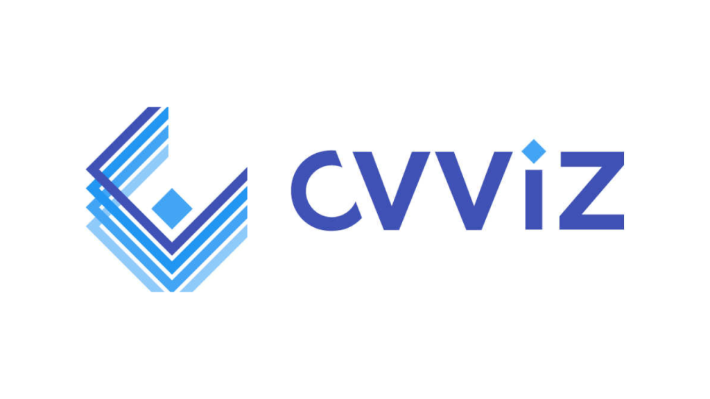 CVViZ logo featuring geometric blue elements, representing AI-driven resume screening and recruitment automation software