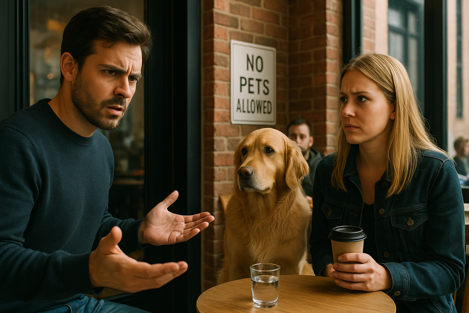 AITA for Asking Someone Why They Ignored the “No Dogs” Sign at a Coffee Shop?