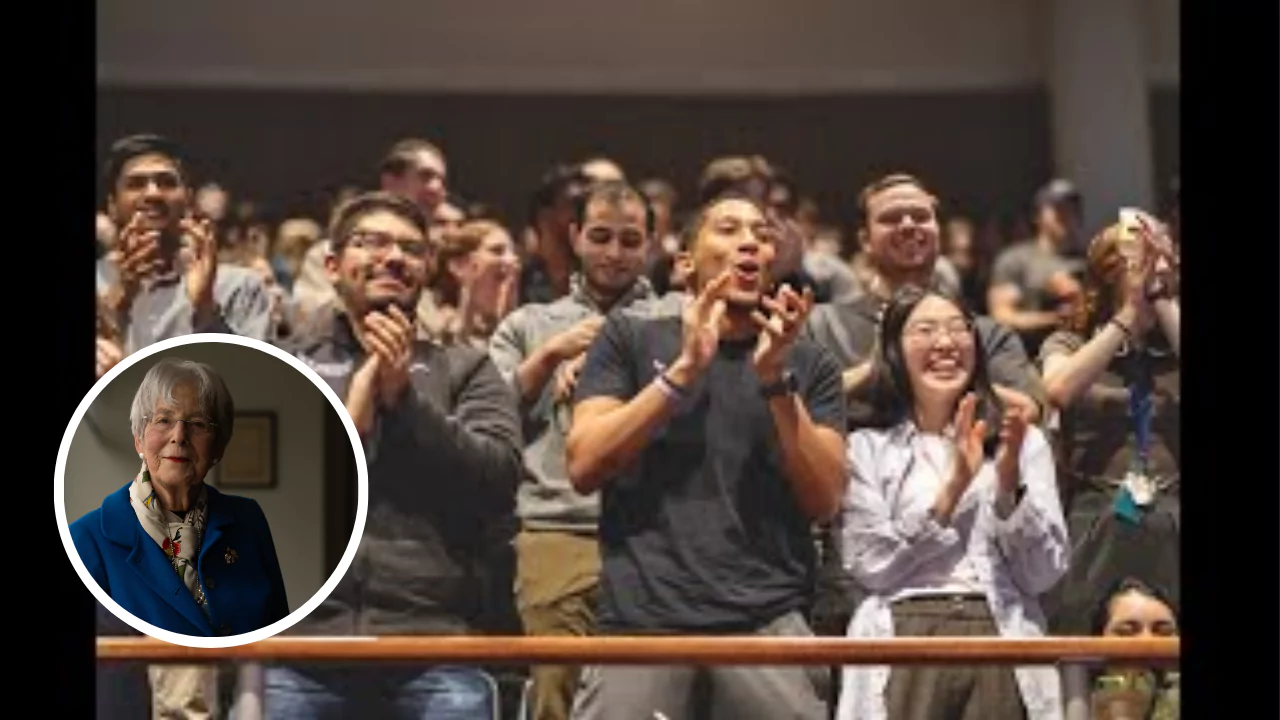 Students at Albert Einstein College of Medicine applaud after Ruth Gottesman's $1 billion donation makes tuition free forever