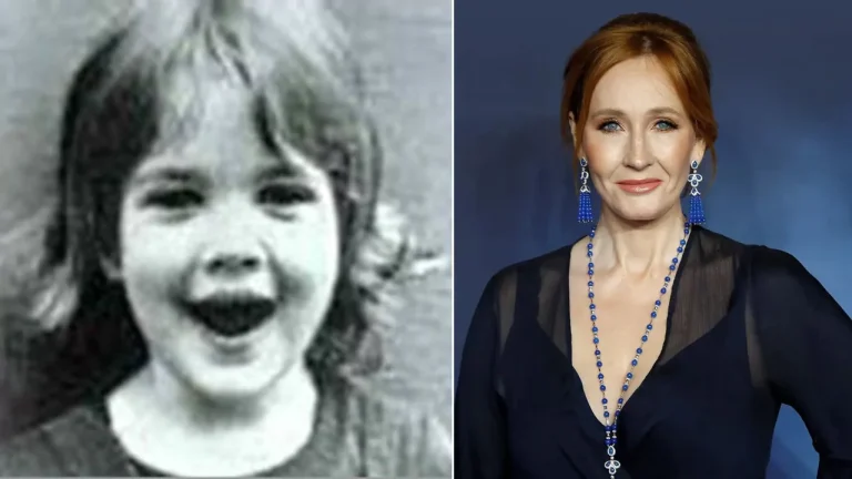 J.K. Rowling as a child and adult, highlighting her lifelong passion for storytelling and writing success