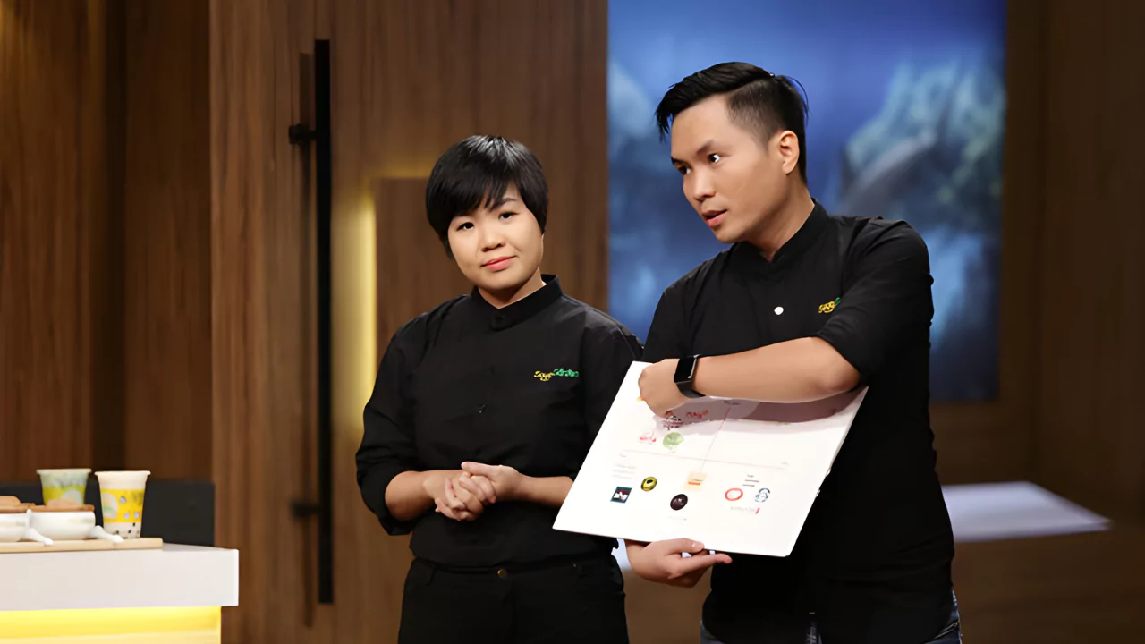 Soya Garden founders pitching their plant-based soy products on Shark Tank Vietnam