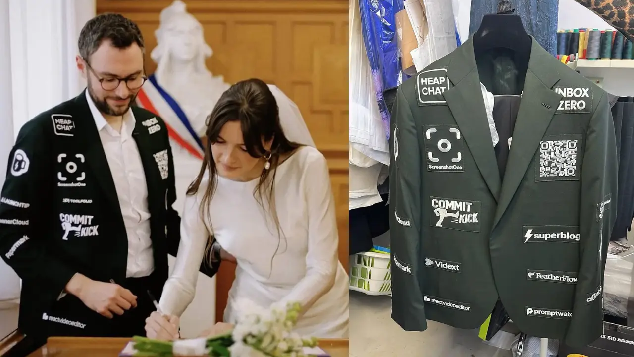 French Founder Turns His Wedding Suit Into a Viral Ad Campaign for Startups