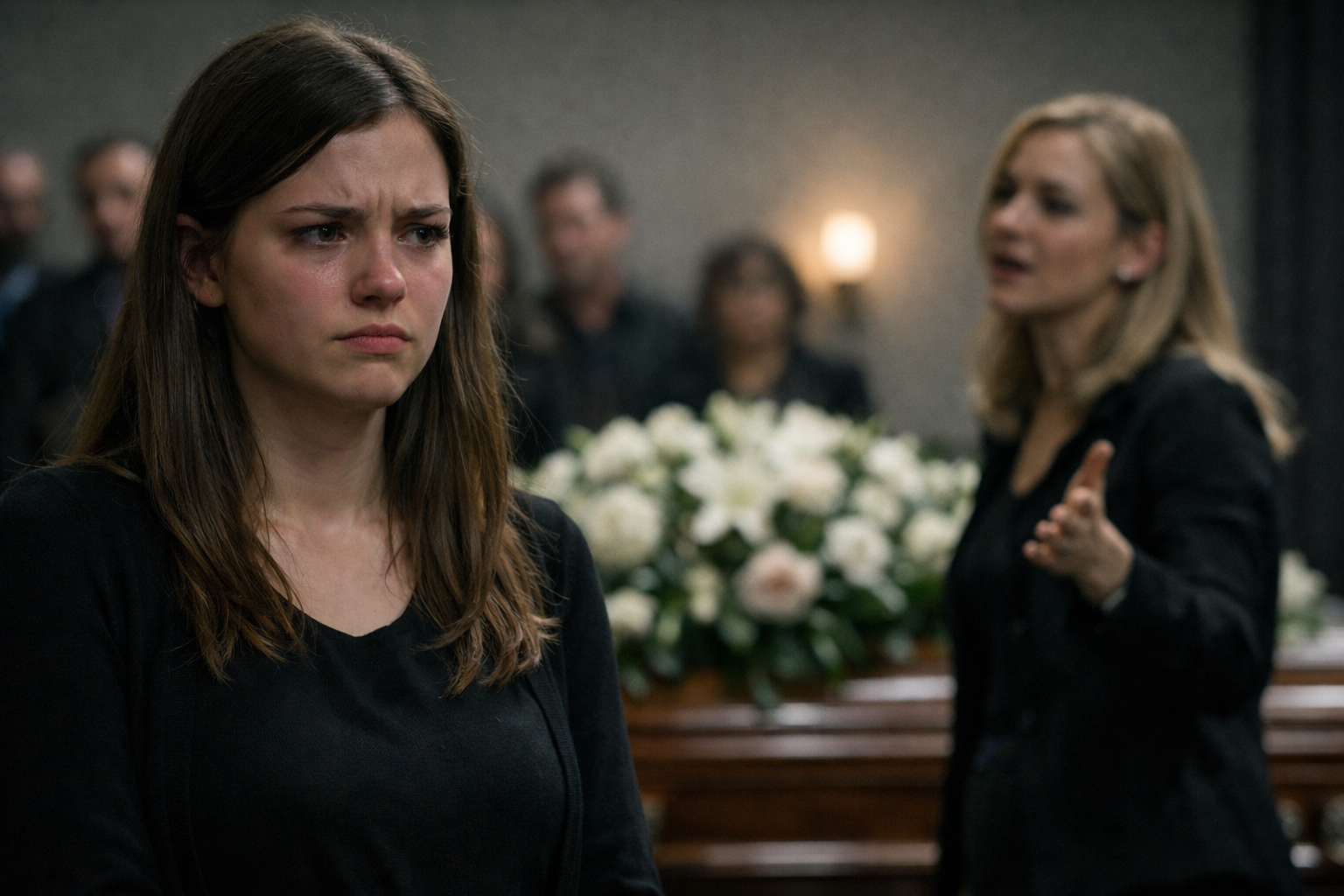 Tense moment at a funeral