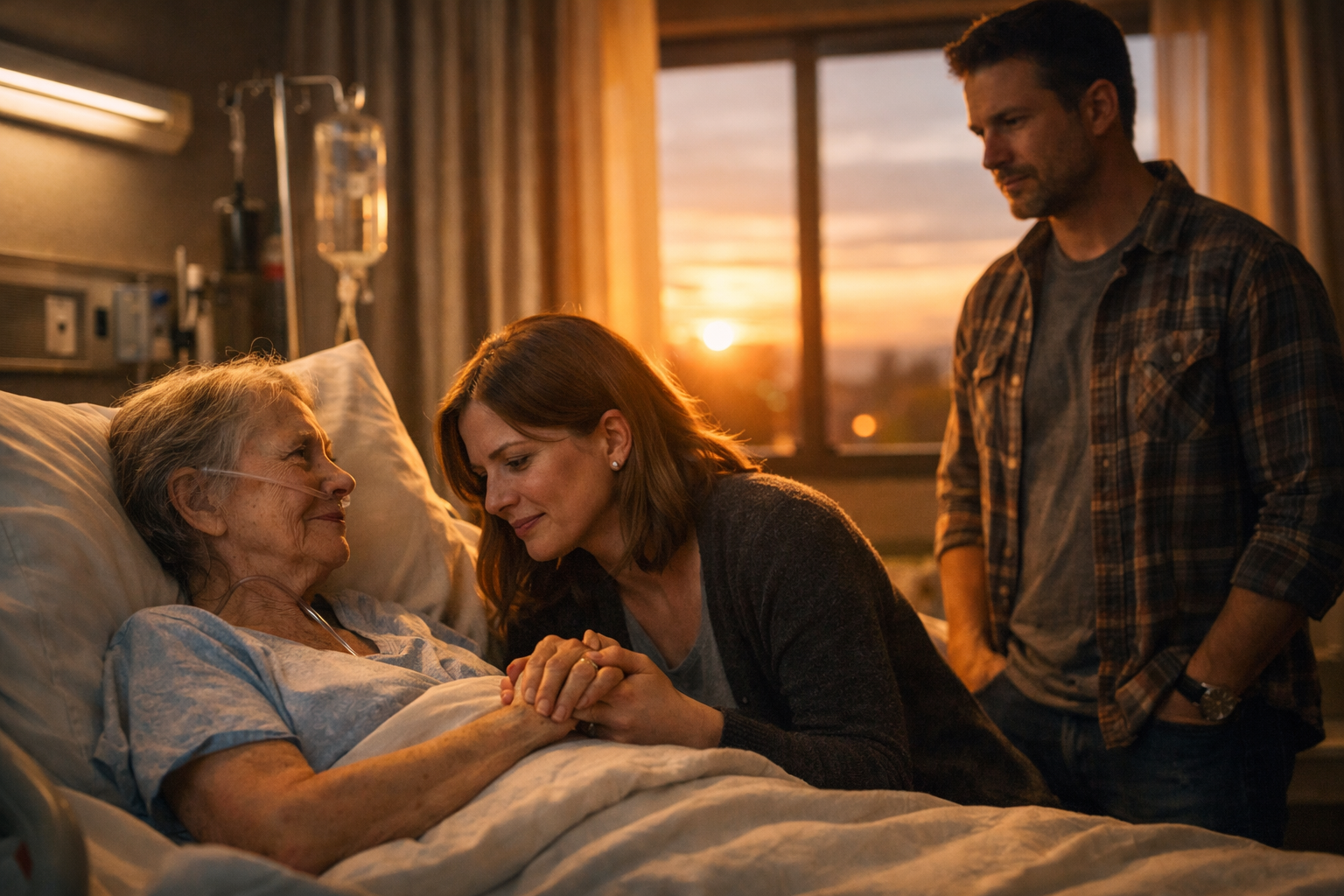 A loving moment at sunset