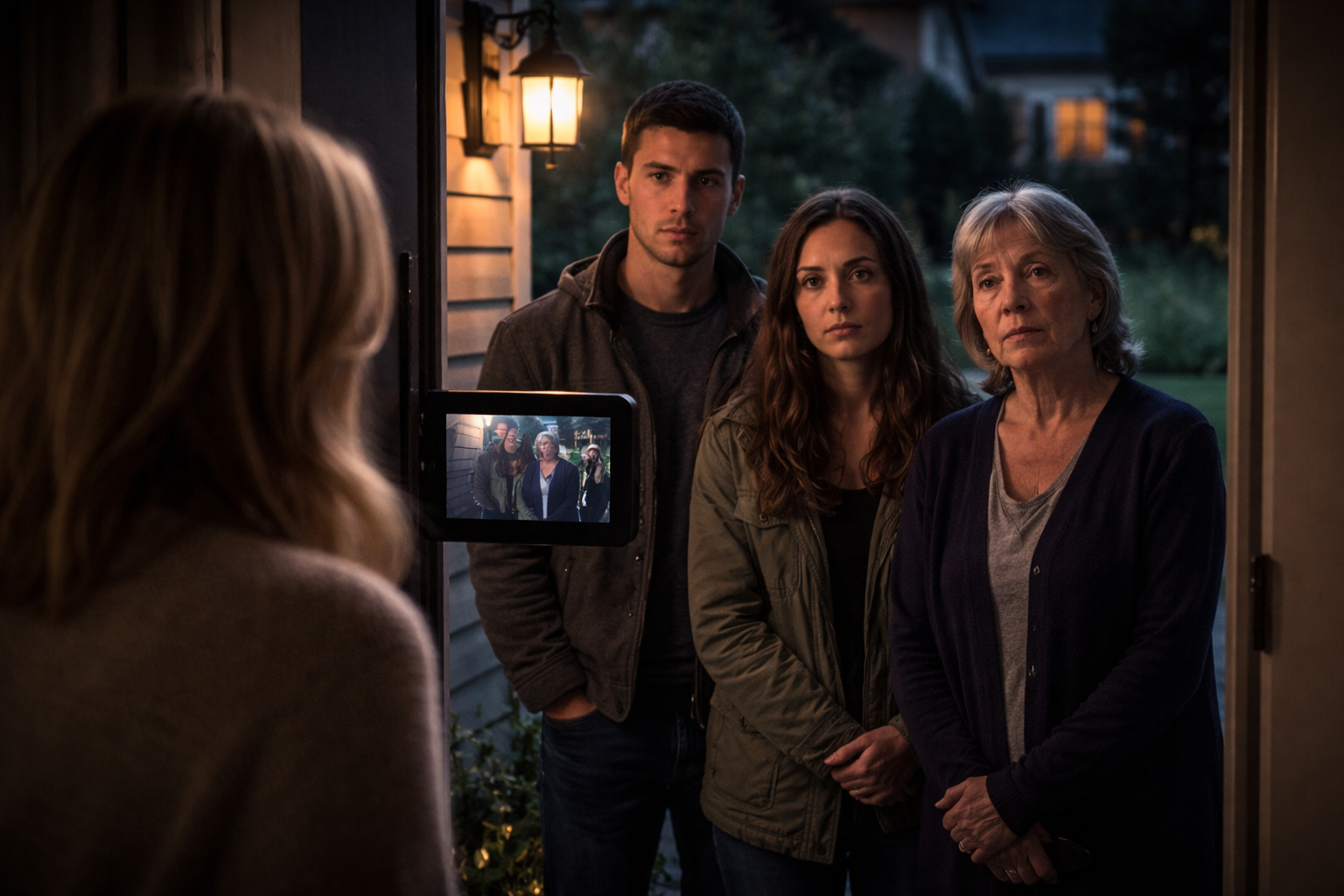 Grieving visitors at the doorstep