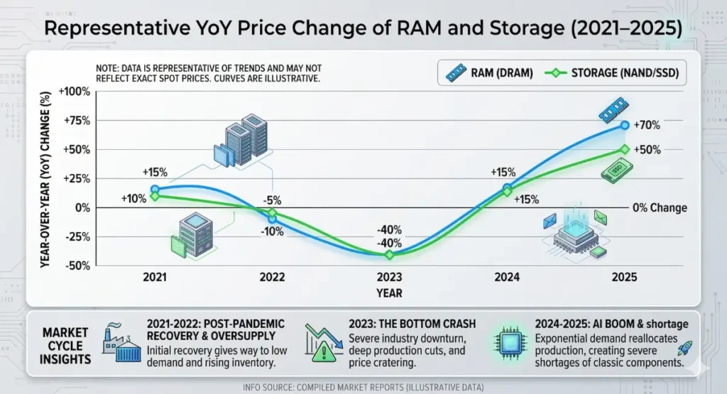 Price Change RAM and Storage 2021-2025